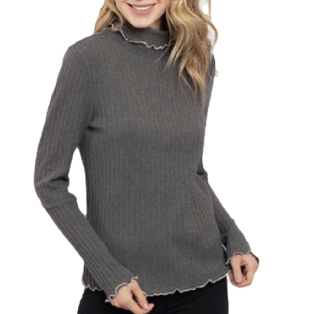 Charcoal Mock Neck Sweater